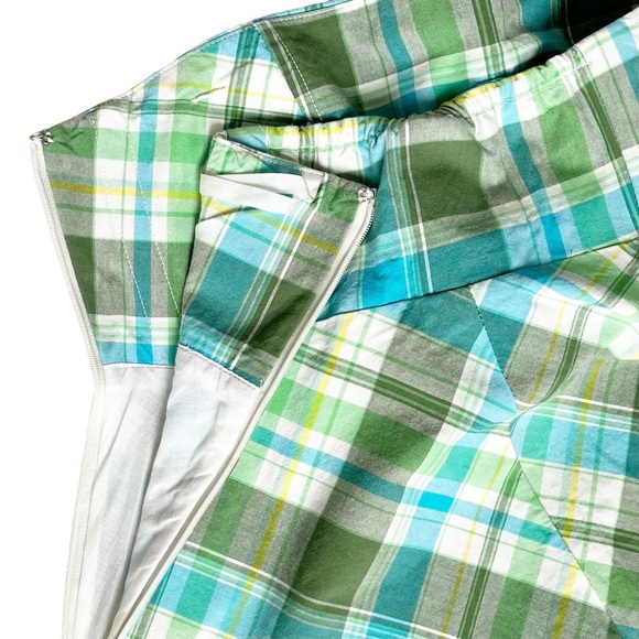 GAP Plaid Retro Dress Strapless Cotton Summer - Picture 7 of 13